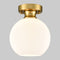 Gold Ceiling Light Fixture Flush Mount Light with Milk Opal Glass Shade